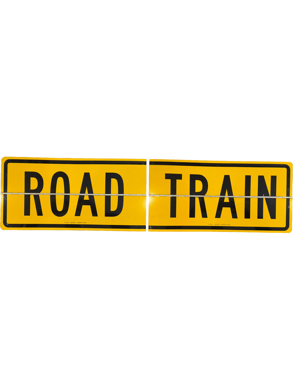 REFLECTIVE ROAD TRAIN 2 PIECE HINGED METAL SIGN 1020 X 300